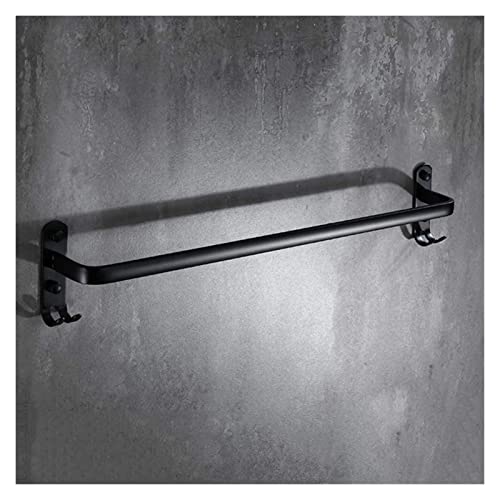 Towel BAR Rack Towel Rack Free Punch European Black Towel Bar Single Rod with Hook Bathroom Room Towel Rack Aluminum Towel Bar