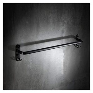 Towel BAR Rack Towel Rack Free Punch European Black Towel Bar Single Rod with Hook Bathroom Room Towel Rack Aluminum Towel Bar