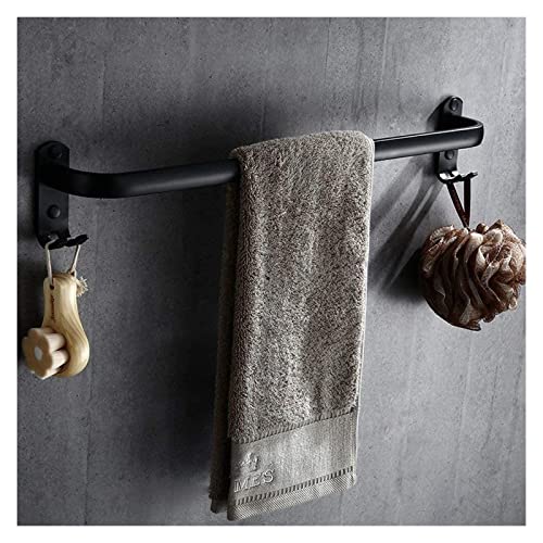 Towel BAR Rack Towel Rack Free Punch European Black Towel Bar Single Rod with Hook Bathroom Room Towel Rack Aluminum Towel Bar