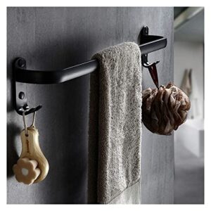 Towel BAR Rack Towel Rack Free Punch European Black Towel Bar Single Rod with Hook Bathroom Room Towel Rack Aluminum Towel Bar