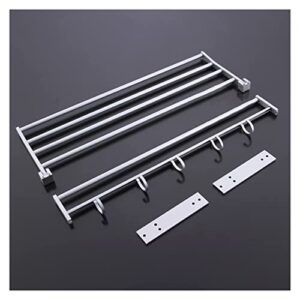 Towel BAR Rack Bathroom Towel Rack Wall Mounted Towel Holder,2 Layer Aluminum Wall-Mounted Shower Shelf,Metal Bathroom Towel Coat Rack Shower Tray Bathroom Towel Bracket