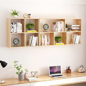 Bookshelf Bookcase Open Bookcase Wall Shelf Wooden Wall Decoration Bookshelves Wall-mounted Bookshelf Home Partition Wall Cabinet Home Office Storage Organiser (Color : Gold, Size : M) (Gray Small)