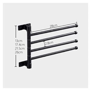 TOWEL BAR RACK Towel Shelfs,Towel Rack Folding Activity Rotating Towel Bar Lacquered Black Space Aluminum Bathtub Wall-Mounted Towel Shelf Toilet Bathroom Rack for Kitchen Bathroom Swing Towel Holder/