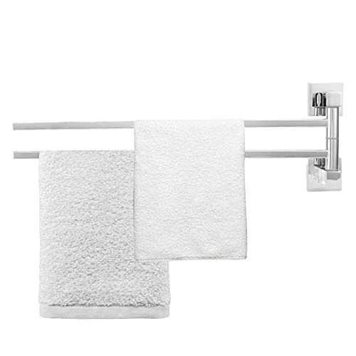 Swivel Towel Rail 2/3/4 Arming 40 Cm Swivel Towel Rail 180° Rotation Bede Towel Holder Stainless Steel Swivel Arm Towel Rail for Bathroom (250255 Active Two rods - Chrome)