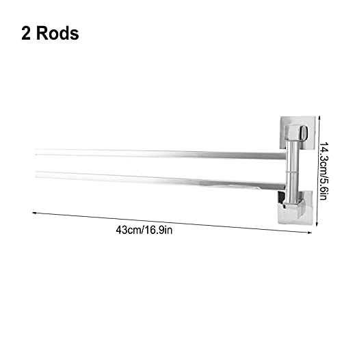 Swivel Towel Rail 2/3/4 Arming 40 Cm Swivel Towel Rail 180° Rotation Bede Towel Holder Stainless Steel Swivel Arm Towel Rail for Bathroom (250255 Active Two rods - Chrome)