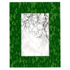 pofato lucky four leaf clover pattern 5x7 picture frame wood photo frame for tabletop display wall mount picture frame display 5 x 7 inch photo wall decor home gift frames