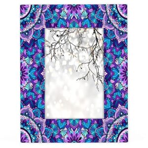 mandala purple 5x7 picture frame wood photo frame for tabletop display wall mount picture frame display 5 x 7 inch photo wall decor home gift frames