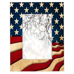 pofato independence day flag 5x7 picture frame wood photo frame for tabletop display wall mount picture frame display 5 x 7 inch photo wall decor home gift frames