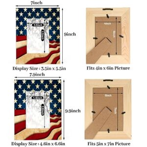 POFATO Independence Day Flag 5x7 Picture Frame Wood Photo Frame for Tabletop Display Wall Mount Picture Frame Display 5 x 7 Inch Photo Wall Decor Home Gift Frames