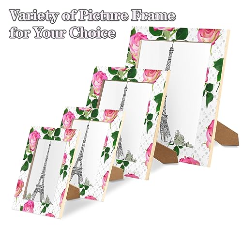 POFATO Plant Pink Rose 8x10 Picture Frame Wood Photo Frame for Tabletop Display Wall Mount Picture Frame Display 8 x 10 Inch Photo Wall Decor Home Gift Frames