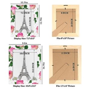 POFATO Plant Pink Rose 8x10 Picture Frame Wood Photo Frame for Tabletop Display Wall Mount Picture Frame Display 8 x 10 Inch Photo Wall Decor Home Gift Frames