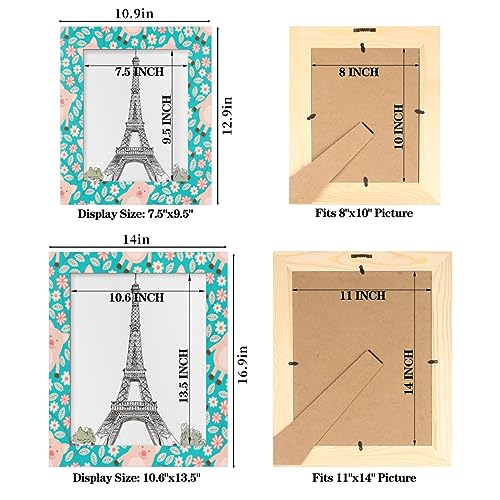 POFATO Pig Leaf Pattern11x14 Picture Frame Wood Photo Frame for Tabletop Display Wall Mount Picture Frame Display 11 x 14 Inch Photo Wall Decor Home Gift Frames