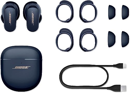 Bose QuietComfort Earbuds II, Wireless, Bluetooth, World’s Best Noise Cancelling in-Ear Headphones with Personalized Noise Cancellation & Sound, Triple Black (Midnight Blue)