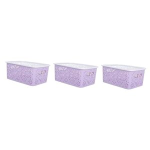 exceart 3pcs box retro container household socks organizing basket purple delicate papers pattern cabinet storage towels bedroom portable organizers with s lids for drawer cosmetics