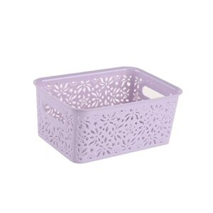 EXCEART 3pcs box Retro Container Household Socks Organizing Basket Purple Delicate Papers Pattern Cabinet Storage Towels Bedroom Portable Organizers with S Lids for Drawer Cosmetics