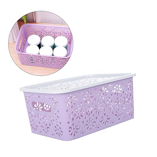 EXCEART 3pcs box Retro Container Household Socks Organizing Basket Purple Delicate Papers Pattern Cabinet Storage Towels Bedroom Portable Organizers with S Lids for Drawer Cosmetics