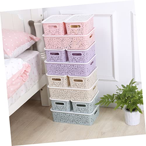 EXCEART 3pcs box Retro Container Household Socks Organizing Basket Purple Delicate Papers Pattern Cabinet Storage Towels Bedroom Portable Organizers with S Lids for Drawer Cosmetics