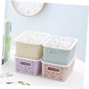 EXCEART 3pcs box Retro Container Household Socks Organizing Basket Purple Delicate Papers Pattern Cabinet Storage Towels Bedroom Portable Organizers with S Lids for Drawer Cosmetics