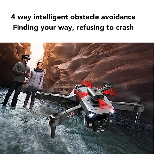 Foldable FPV Drone, 4K HD Aerial Photography Obstacle Avoidance Quadcopter Vertical Shooting RC Airplane, with 4 Way Induction Detection, 50X Zoom