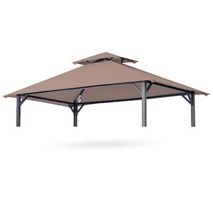 akeacubo replacement canopy cover with double tiered roof fit for 5'x8' bbq grill gazebo model l-gg001pst、l-gz238pst - khaki