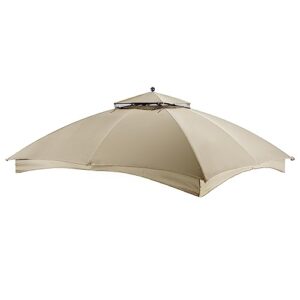 akeacubo replacement canopy cover - double teir sunshade polyester soft top cover for 10'x12' gazebo providing shade and shelter in gardens, parks, backyards, patios or decks - beige