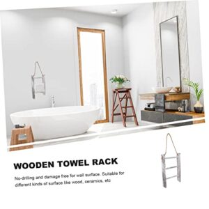 STOBAZA 1pc Trapezoidal Towel Rack Decorative Towels Blanket Ladder Decorative Ladder Wall Towel Holder Wall Towel Drying Holder Tea Towel Ladder Towel Organizer Holder 3 Layers Towel Rack