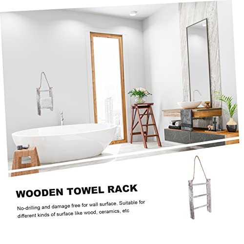 STOBAZA 1pc Trapezoidal Towel Rack Decorative Towels Blanket Ladder Decorative Ladder Wall Towel Holder Wall Towel Drying Holder Tea Towel Ladder Towel Organizer Holder 3 Layers Towel Rack