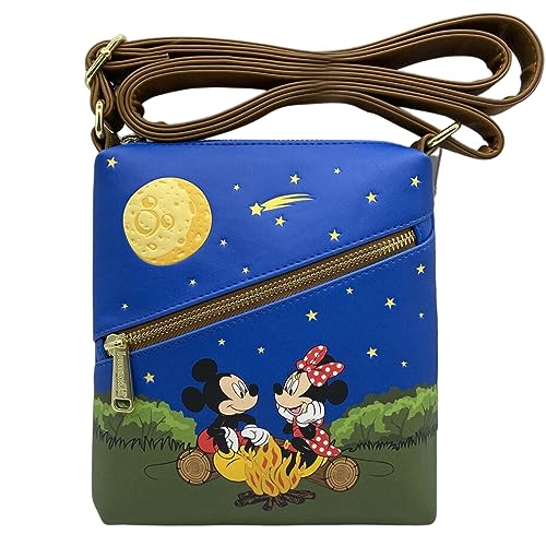 Loungefly Mickey, Minnie, & Friends Camping Scene Crossbody Passport Bag