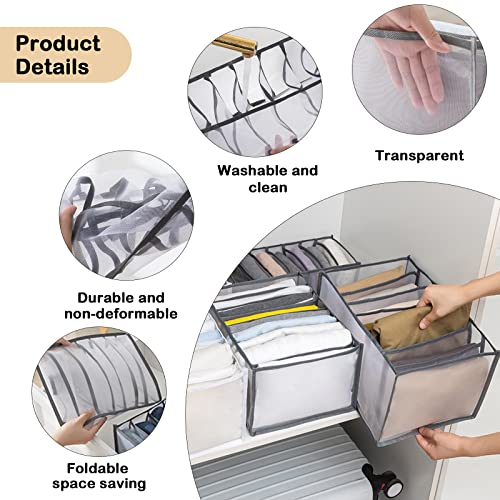 TIGARI Wardrobe Clothes Organizer, Closet Organizer Foldable Drawer Organizer for Clothing, Drawer Dividers for Clothes, Closet Storage for Trousers, Shirts, Jeans, T-Shirt, Bra, Underwear, Socks