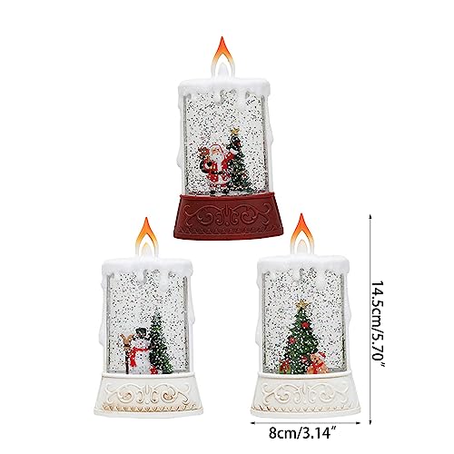 BELOWSYALER Christmas Bauble Christmas Snow Globe Candle Light Battery Operated Wind Lamps Sequins Water Injections Night Lights for Home Decorations