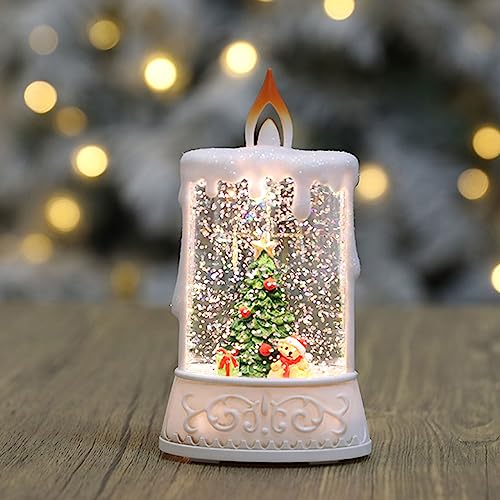 BELOWSYALER Christmas Bauble Christmas Snow Globe Candle Light Battery Operated Wind Lamps Sequins Water Injections Night Lights for Home Decorations