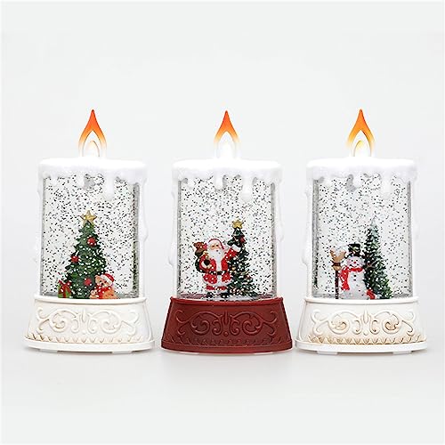 BELOWSYALER Christmas Bauble Christmas Snow Globe Candle Light Battery Operated Wind Lamps Sequins Water Injections Night Lights for Home Decorations