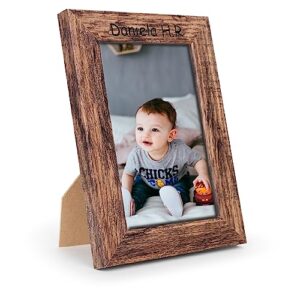 personalized wooden picture frames 8x10 in - vertical dark wood vintage picture frames - custom rustic wood photo frames for wall & desktop display - customized 8"x10" picture frame gift
