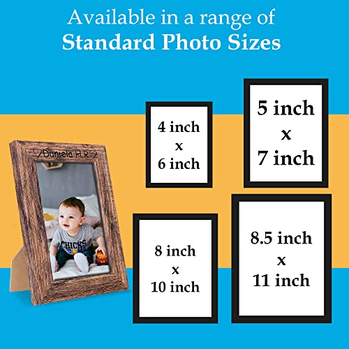 Personalized Wooden Picture Frames 8x10 in - Vertical Dark Wood Vintage Picture Frames - Custom Rustic Wood Photo Frames for Wall & Desktop Display - Customized 8"x10" Picture Frame Gift