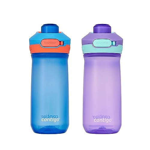 Contigo Trekker Kids Water Bottle with Spill-Proof Lid, 14oz Water Bottle with Leak-Proof Technology, BPA-Free & Jessie Kids Water Bottle with Leak-Proof Lid, 14oz Dishwasher-Safe Kids