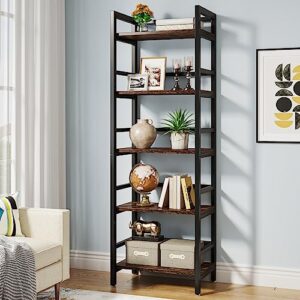 tribesigns 5-tier bookshelf 69 inch industrial bookcase open display shelves book storage organizer for living room, home office, small space