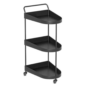 vlobaom modern serving bar cart, 3-tier storage rolling cart, side table with wheels, organizer utility rolling cart mobile shelving unit,15''dx9''wx31''h,black
