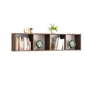 Bookshelf Bookcase Open Bookcase Wall Shelf Wooden Wall Decoration Bookshelves Wall-mounted Bookshelf Home Single Layer Partition Wall Cabinet Home Office Storage Organiser (Color : Grey) (Gold )