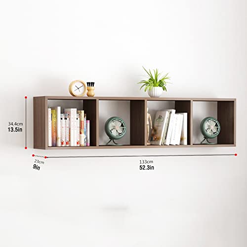 Bookshelf Bookcase Open Bookcase Wall Shelf Wooden Wall Decoration Bookshelves Wall-mounted Bookshelf Home Single Layer Partition Wall Cabinet Home Office Storage Organiser (Color : Grey) (Gold )