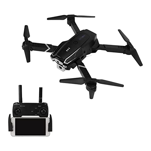 4K Dual HD Camera Drone, 4K Aerial Photography Drone 4 Channels 80m/262.5ft RC Distance Anti Interference Foldable Stable for Outdoor (Black)