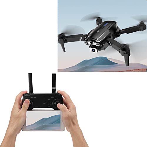 4K Dual HD Camera Drone, 4K Aerial Photography Drone 4 Channels 80m/262.5ft RC Distance Anti Interference Foldable Stable for Outdoor (Black)