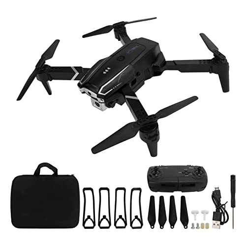 4K Dual HD Camera Drone, 4K Aerial Photography Drone 4 Channels 80m/262.5ft RC Distance Anti Interference Foldable Stable for Outdoor (Black)