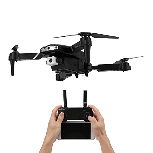 4K Dual HD Camera Drone, 4K Aerial Photography Drone 4 Channels 80m/262.5ft RC Distance Anti Interference Foldable Stable for Outdoor (Black)