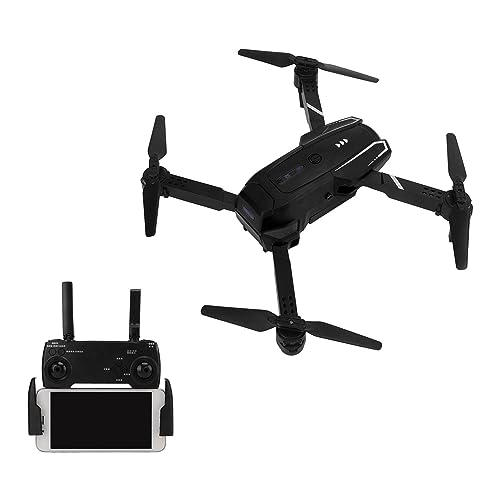 4K Dual HD Camera Drone, 4K Aerial Photography Drone 4 Channels 80m/262.5ft RC Distance Anti Interference Foldable Stable for Outdoor (Black)