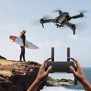 4K Dual HD Camera Drone, 4K Aerial Photography Drone 4 Channels 80m/262.5ft RC Distance Anti Interference Foldable Stable for Outdoor (Black)