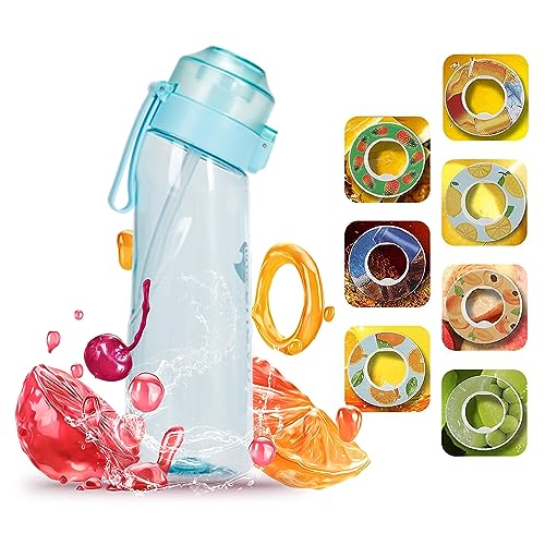 GoldenPlayer Air Bottle Up, 2023 New Upgraded Airs Up Water Bottle Starter with 7 Aerated Pods, 650ml Drinking Bottle, Water Bottle Starter Set, Leak Proof BPA Free 0 Sugar (Old blue)