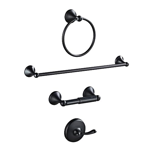 Angoily 1 Set Bathroom Four Piece Set Black Washcloth Paper Towel Roll Dispenser Stainless Steel Towel Kitchen Towel Hanger Wall Towel Hooks Bath Towel Bar Stainless Steel Black Towel Ring