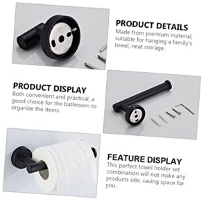 DOITOOL 6 pcs Bath Hook Paper Practical Hanging Multi-Functional Holder Brass Rod Rings Dispenser Wall-Mounted Steel Bathroom Shower Supplies Black Ring Tissue Stainless Bar Toilet Rack