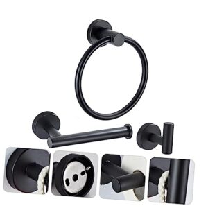 DOITOOL 6 pcs Bath Hook Paper Practical Hanging Multi-Functional Holder Brass Rod Rings Dispenser Wall-Mounted Steel Bathroom Shower Supplies Black Ring Tissue Stainless Bar Toilet Rack