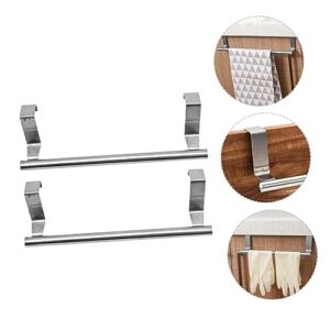 DOITOOL 2pcs Stainless Steel Towel Rack Over Door Towel Holder Cabinet Towel Holder Bathroom Towel Shelf Multi Hanger Multi Purpose Hanger Towel Storage Pole Individual Bracket Back Style